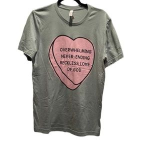 Bella Canvas Reckless Love Mint Green Graphic Tee Size L